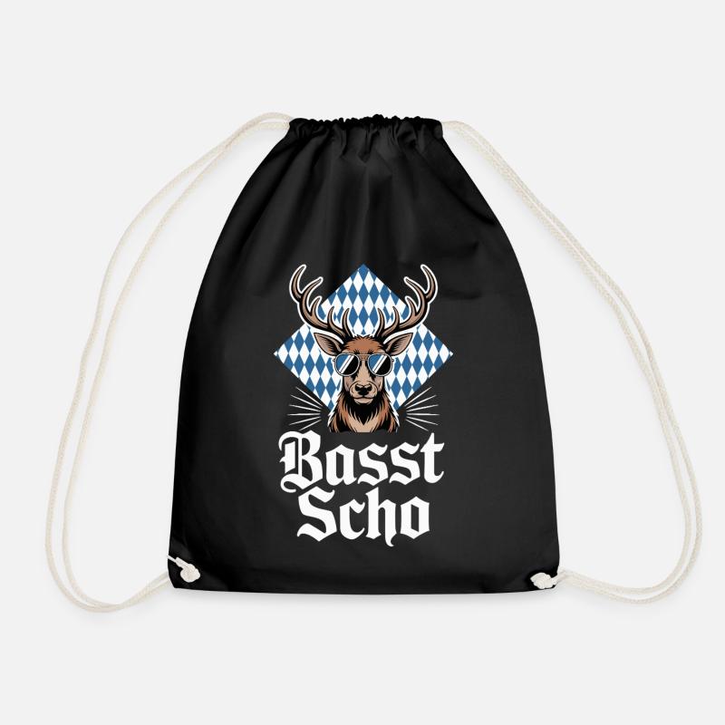 Elch Bayerischer Hirsch Sonnenbrille Basst Scho - Turnbeutel - Schwarz