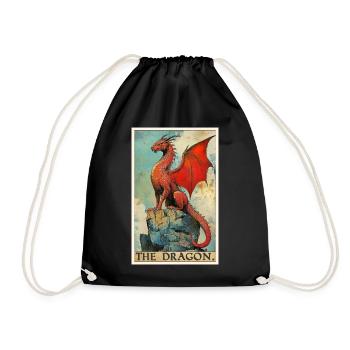 Drachen Drache - Turnbeutel - Schwarz - Vorne