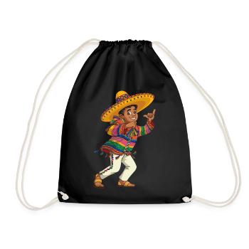 Bunter Sombrero Tanz Tradition Mexikanisch - Turnbeutel - Schwarz - Vorne