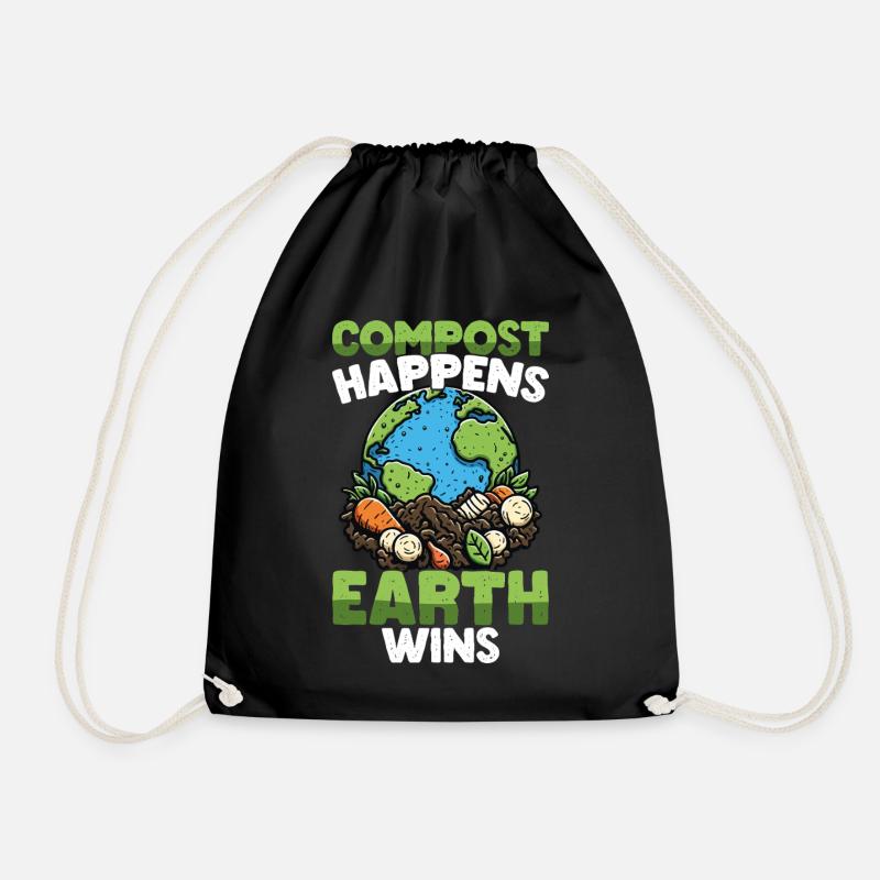 Le compost arrive à la terre gagne drôle - Sac de sport léger - noir