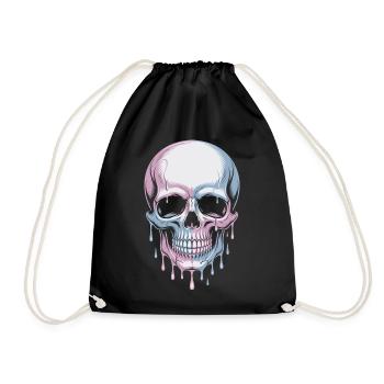 Kawaii Pastel Goth Skull - Drawstring Bag - black - Front