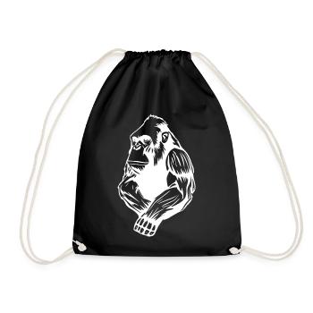 Affe Affen T-shirt Geschenk - Turnbeutel - Schwarz - Vorne
