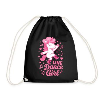 Line Dance Unicorn Girl - Dancing Gift - Drawstring Bag - black - Front
