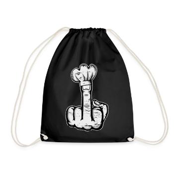 Mittelfinger Stinkefinger Kochmütze Design - Turnbeutel - Schwarz - Vorne