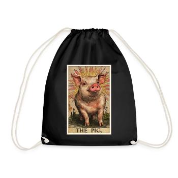 Schweine Schwein - Turnbeutel - Schwarz - Vorne