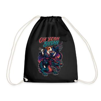 Sushi Jack Russell Terrier Kimono Drache Geschenk - Turnbeutel - Schwarz - Vorne