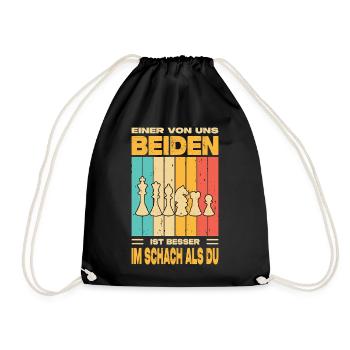 Schachspieler Geschenke Schach Zubehör Schachbrett - Turnbeutel - Schwarz - Vorne