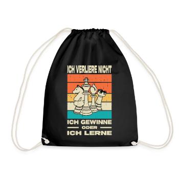 Schachspieler Geschenke Schach Zubehör Schachbrett - Turnbeutel - Schwarz - Vorne
