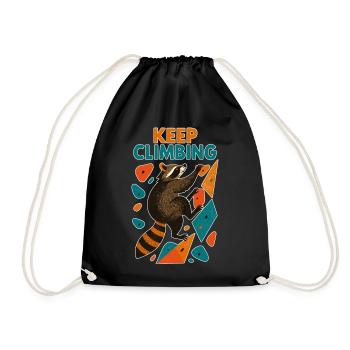 Bouldering Raccoon Keep Climbing Motivation - Drawstring Bag - black - Front