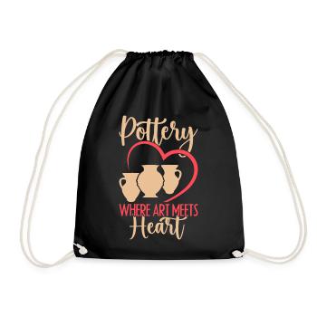 Gifts For Pottery Makers Pottery Meets Heart - Turnbeutel - Schwarz - Vorne