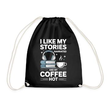 Coffee Lover Audiobook Passion Gift - Drawstring Bag - black - Front