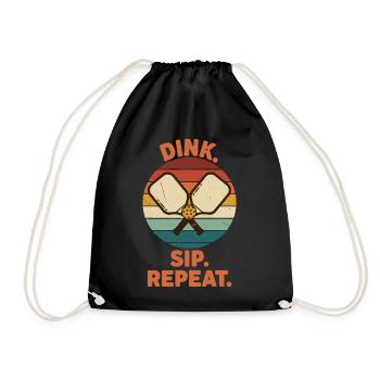 Pickleball-lustiger Spieler Dink Sip Repeat Play - Turnbeutel - Schwarz - Vorne