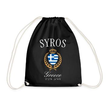Syros Griechenland Wappen Krone – Reise Souvenir - Turnbeutel - Schwarz - Vorne