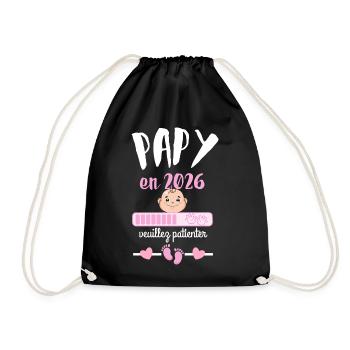 Papy en 2026 Fille Veuillez Patienter - Sac de sport léger - noir - Devant