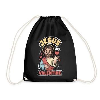 Retro Heart Valentine's Day Design Love - Drawstring Bag - black - Front