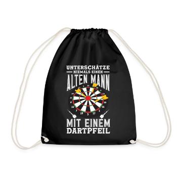 Lustige Darts Sprüche Darts Geschenke - Turnbeutel - Schwarz - Vorne