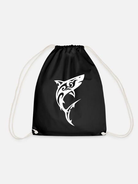 Tribal Hai Schwarz Weiß - Turnbeutel - Schwarz
