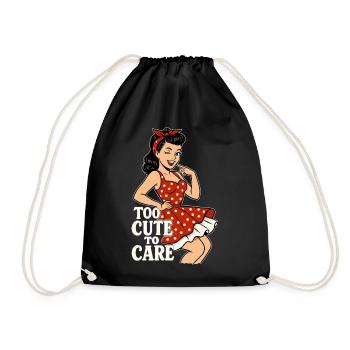 Too Cute to Care – Freches Pin-up Girl Retro - Turnbeutel - Schwarz - Vorne