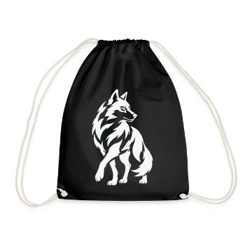 Wolfs Silhouette in Kontrast - Turnbeutel - Schwarz - Vorne