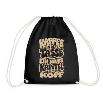 Kaffee und Bücher Spruch Bookish Leseratte - Turnbeutel - Schwarz - Vorne