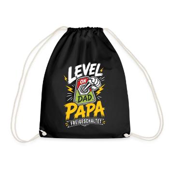 Level Vater freigeschaltet - Turnbeutel - Schwarz - Vorne