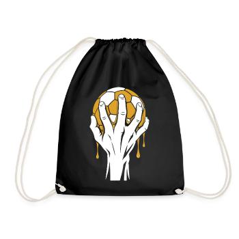 Handball Hand Illustration – Gold & Schwarz - Turnbeutel - Schwarz - Vorne