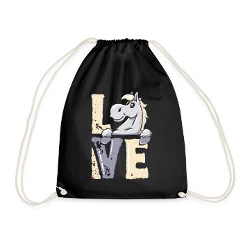 Horse Equestrian Equestrian Riding - Drawstring Bag - black - Front