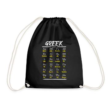 Greek Alphabet Letters Learning - Drawstring Bag - black - Front