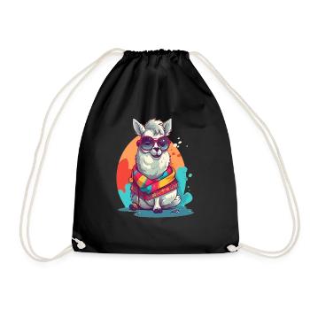 Super Cute Lama Mascot T-Shirt Design - Turnbeutel - Schwarz - Vorne