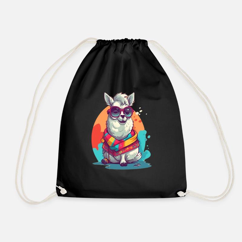 Super Cute Lama Mascot T-Shirt Design - Turnbeutel - Schwarz