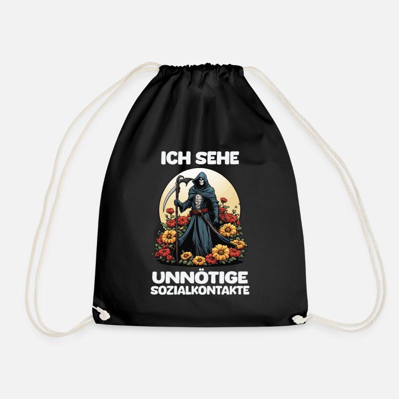 Ich Sehe Unnötige Sozialkontakte - Sensenmann - Turnbeutel - Schwarz