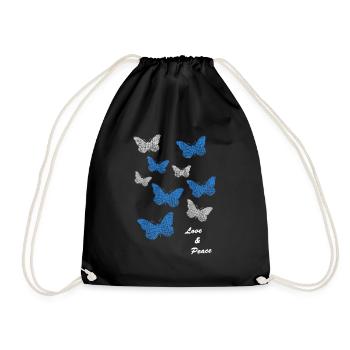 Schmetterlinge butterflies bayern love and peace - Turnbeutel - Schwarz - Vorne