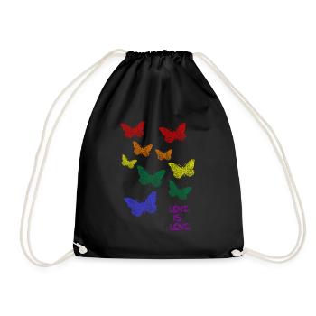 Regenbogen Rainbow LGBTQ CSD - Turnbeutel - Schwarz - Vorne