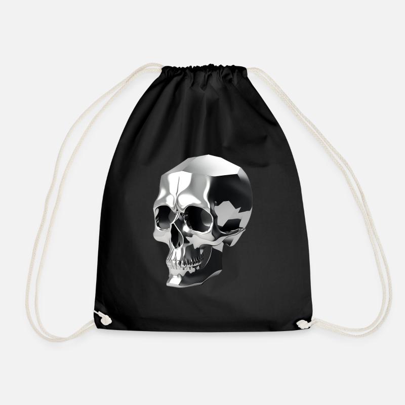 Chrome Skull - Drawstring Bag - black