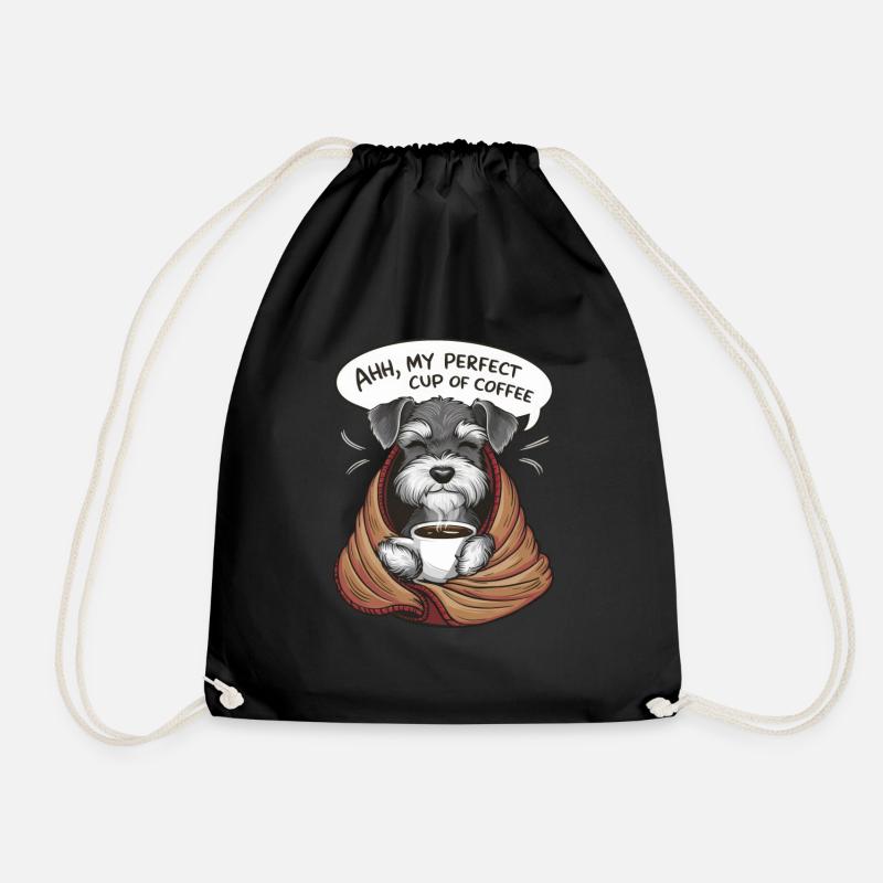 Zwergschnauzer mit Decke und Kaffeetasse - Turnbeutel - Schwarz