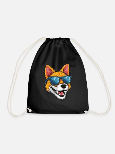 Cooler Fuchs mit Sonnenbrille als Cartoon Design - Turnbeutel - Schwarz