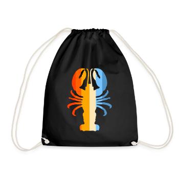 Languste Meeresfrüchte Maine Lobster Hummer - Turnbeutel - Schwarz - Vorne