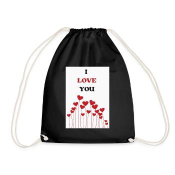 ICH LIEBE DICH. PAAR. GERADE VERHEIRATET. Junggesellinnenabschied - Turnbeutel - Schwarz - Vorne