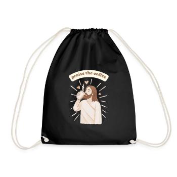 Praise the coffee - weirdpeoplelovethis. - Drawstring Bag - black - Front