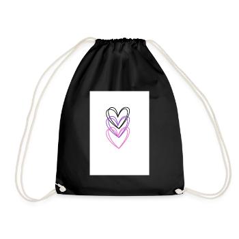 Three Hearts Color Line - Drawstring Bag - black - Front