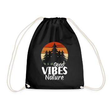 Forest Trees Deer Mountains - Drawstring Bag - black - Front