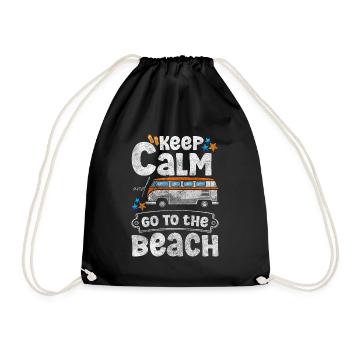 Summer Beach Promenade Sand - Drawstring Bag - black - Front