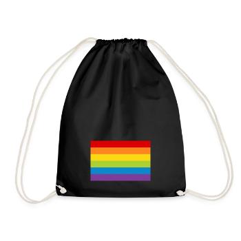 Regenbogen Flagge Fahne LGBT bunt CSD Gay Pride - Turnbeutel - Schwarz - Vorne