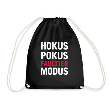 Hokus Pokus Faultier Modus Spruch Faul Faulheit - Turnbeutel - Schwarz - Vorne
