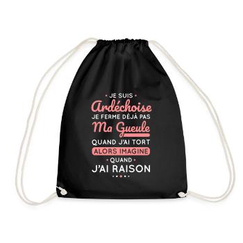 Je suis Ardéchoise - Je ferme pas ma gueule - Sac de sport léger - noir - Devant