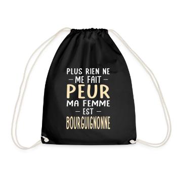 Rien ne me fait peur ma femme est Bourguignonne - Sac de sport léger - noir - Devant