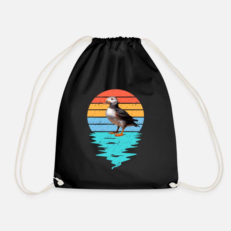Cut Puffin in Sea - Turnbeutel - Schwarz