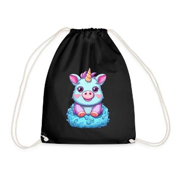Cochon Licorne - Mignon Fusion Animale Mythique - Sac de sport léger - noir - Devant