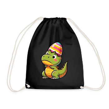 Easter T-Rex in Eggshell, Clumsy - Drawstring Bag - black - Front