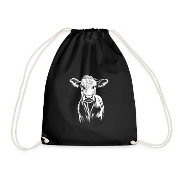 Cow Minimalist - Drawstring Bag - black - Front